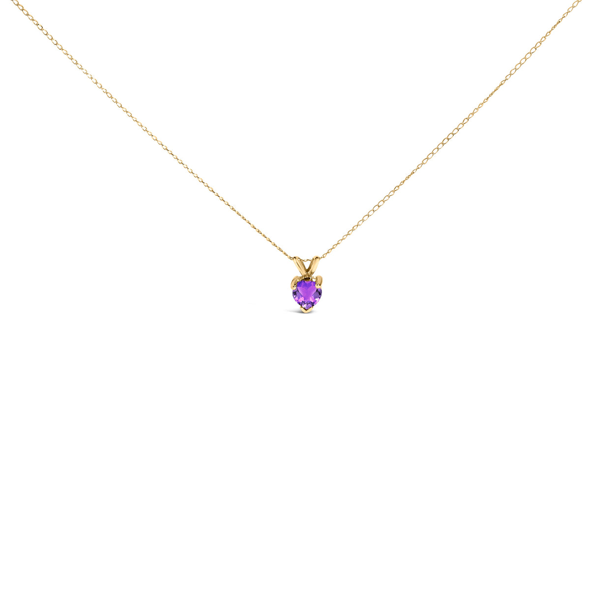 14K White Gold 5X5 MM Heart Shaped Purple Amethyst Solitaire Pendant Necklace