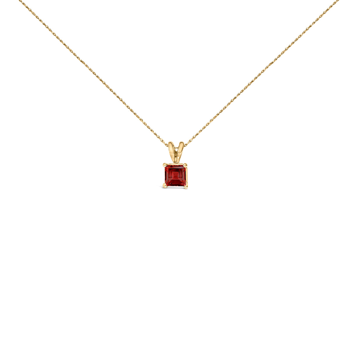 14K White Gold 5x5 MM Square Shaped Purple Amethyst Solitaire Pendant Necklace