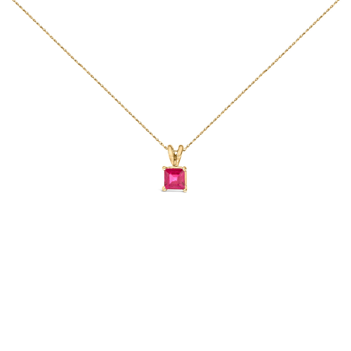 14K White Gold 5x5 MM Square Shaped Purple Amethyst Solitaire Pendant Necklace