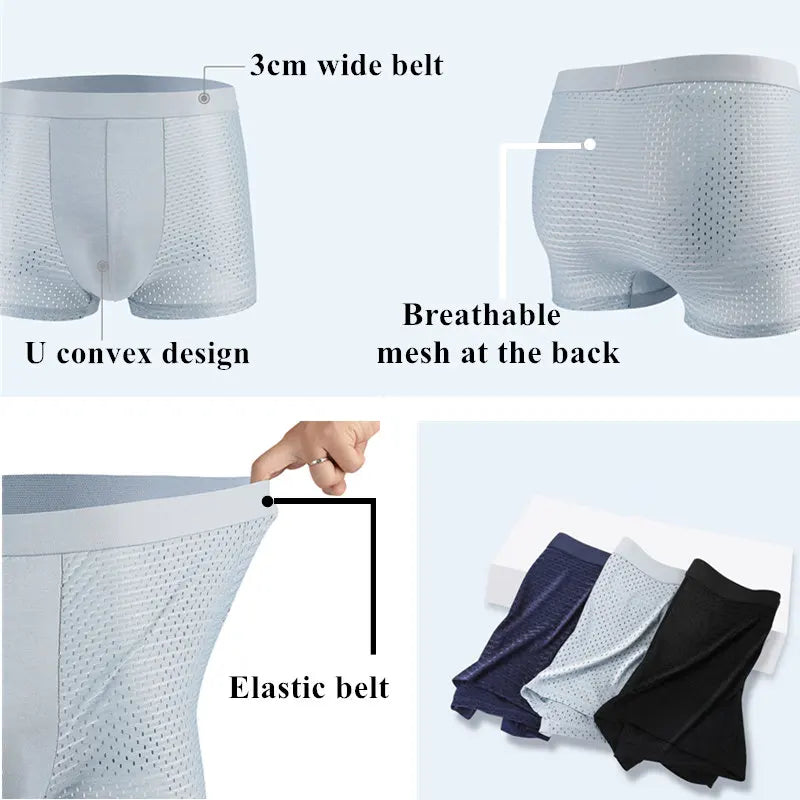 SKY HERO Men's Bamboo Mesh Boxers (4 pack) (Plus Sizes)
