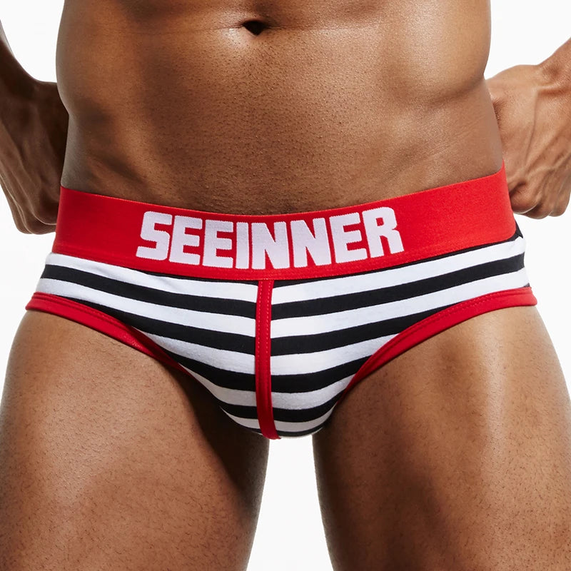 Men's Cotton Striped Swim Briefs Swimwear
