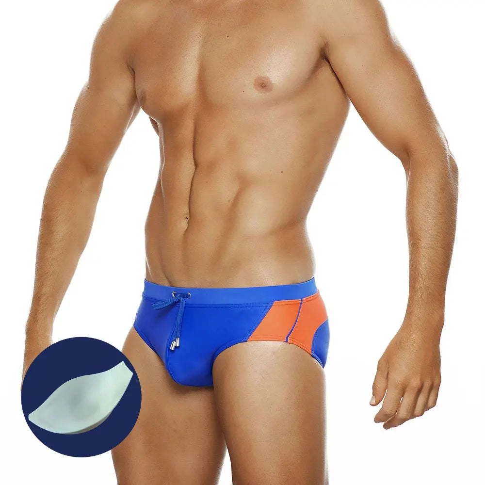 UXH Men's Swimming Briefs with Push-Up Enlargement Pad Swimwear