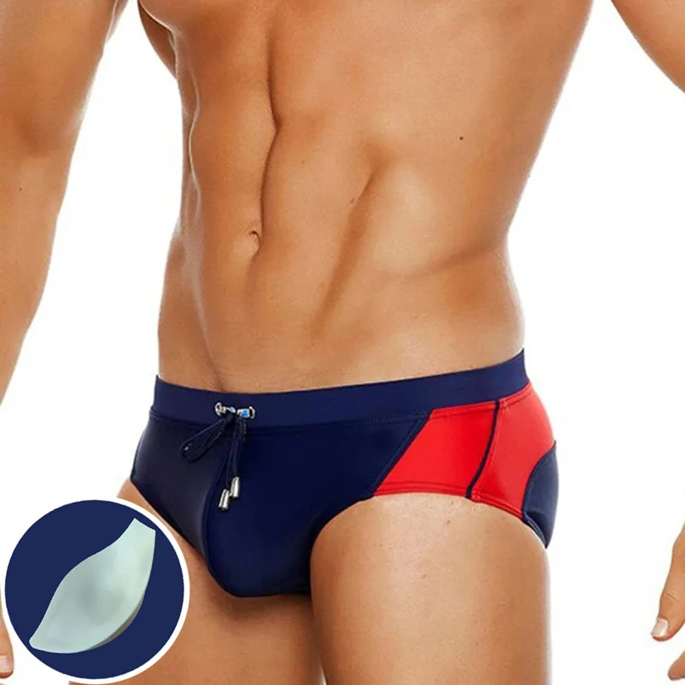 UXH Men's Swimming Briefs with Push-Up Enlargement Pad Swimwear