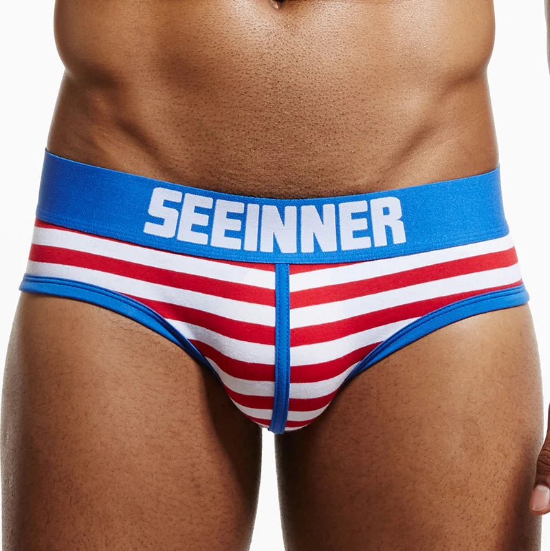 Men's Cotton Striped Swim Briefs Swimwear