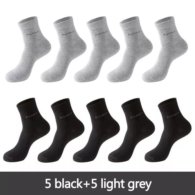 Men's Bamboo Fiber Crew Socks (10 Pairs)
