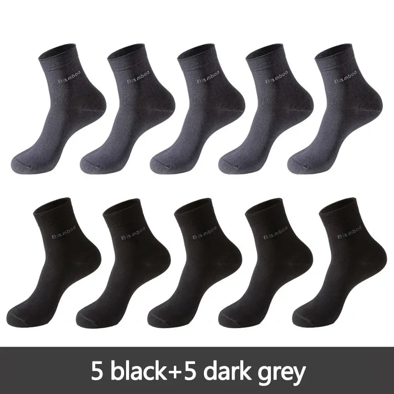 Men's Bamboo Fiber Crew Socks (10 Pairs)