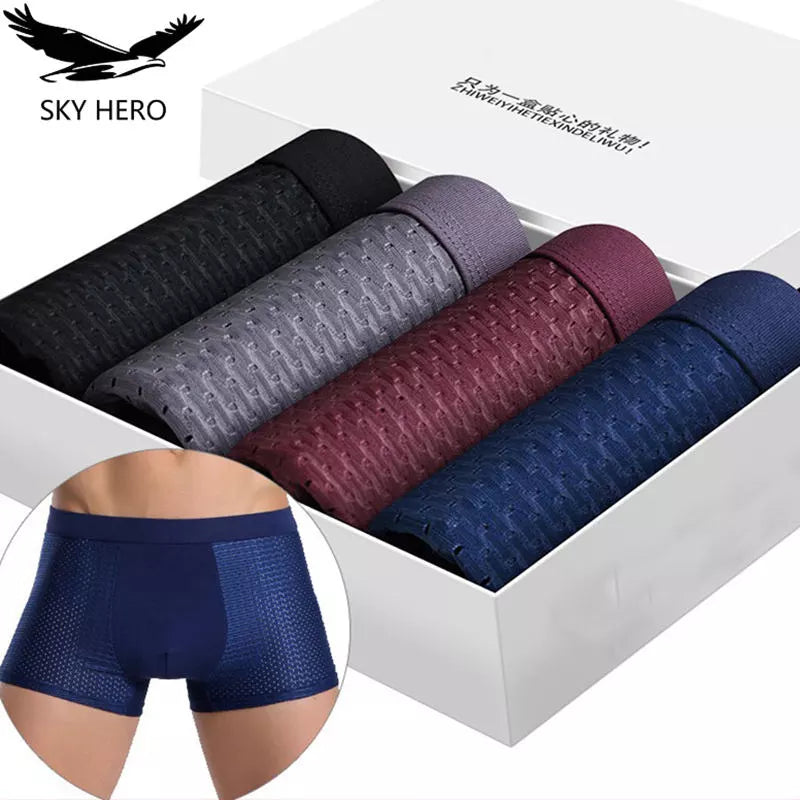 SKY HERO Men's Bamboo Boxers (4 pack) (Plus Sizes)