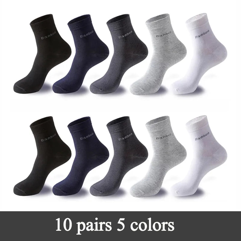 Men's Bamboo Fiber Crew Socks (10 Pairs)