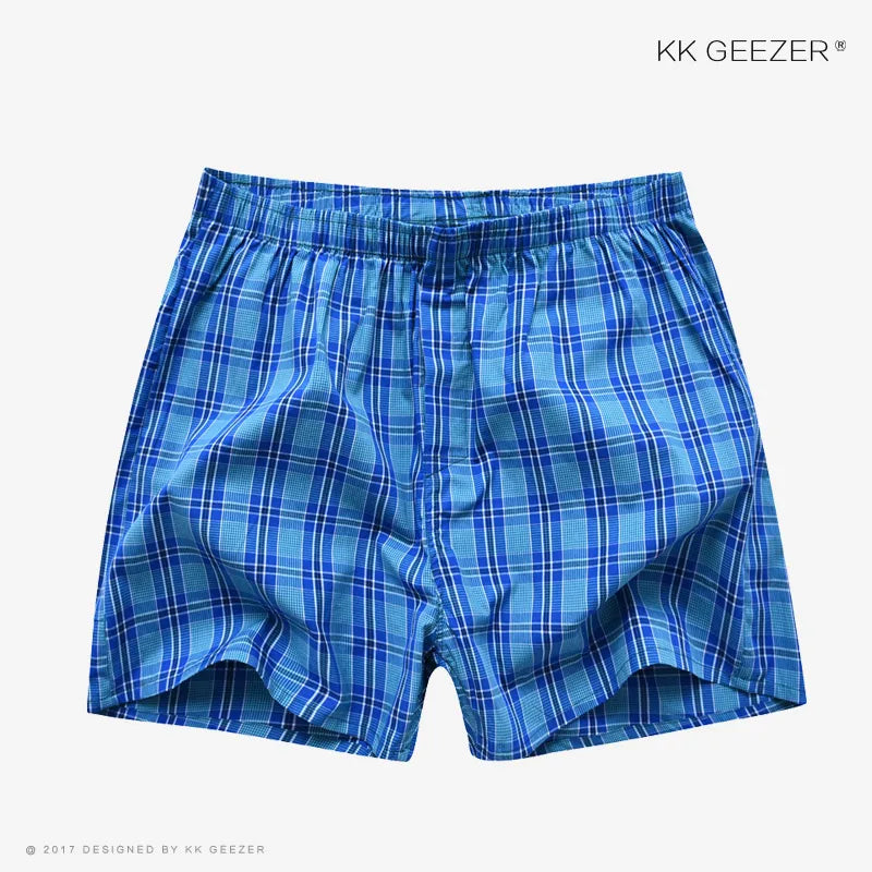 KK GEEZER 100% Cotton Plaid Boxer Shorts