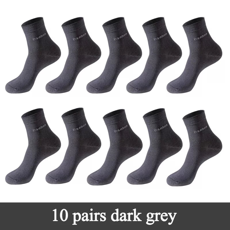 Men's Bamboo Fiber Crew Socks (10 Pairs)
