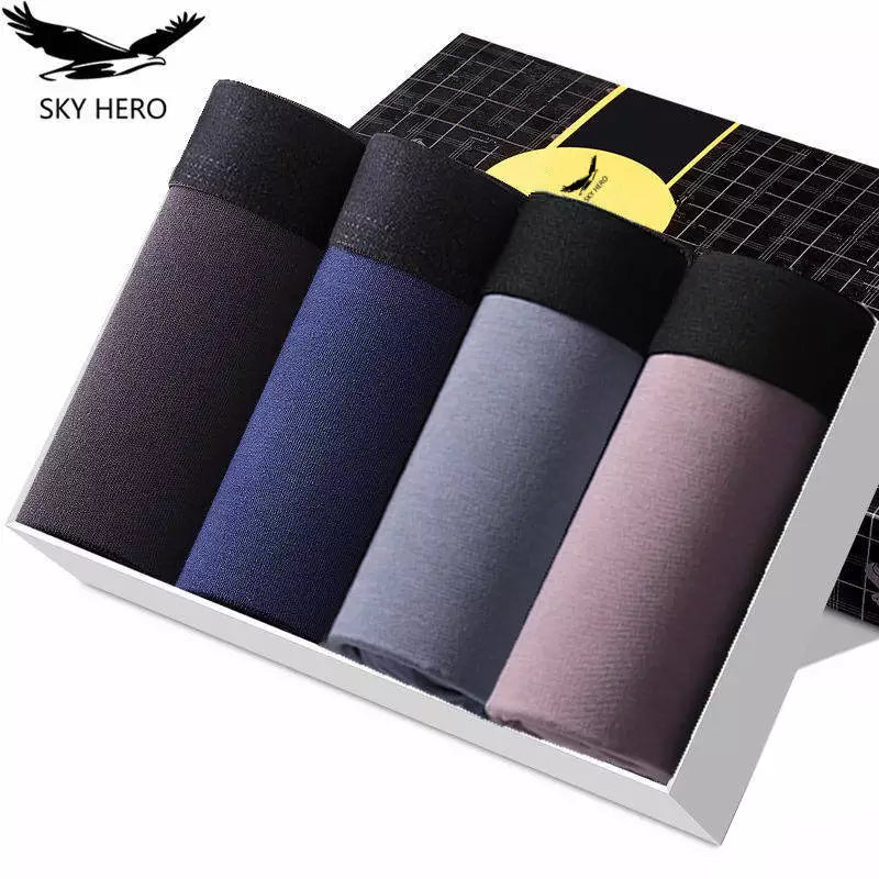 SKY HERO Men's Cotton Thermal Boxers (4 pack) (Plus Sizes)