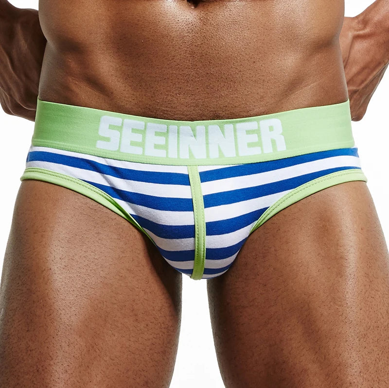 Men's Cotton Striped Swim Briefs Swimwear