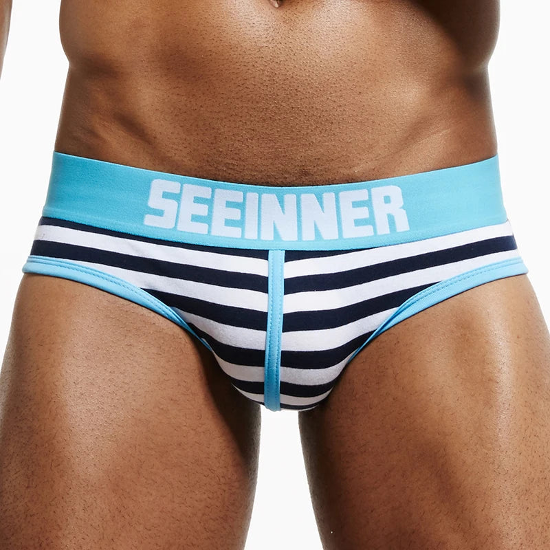 Men's Cotton Striped Swim Briefs Swimwear