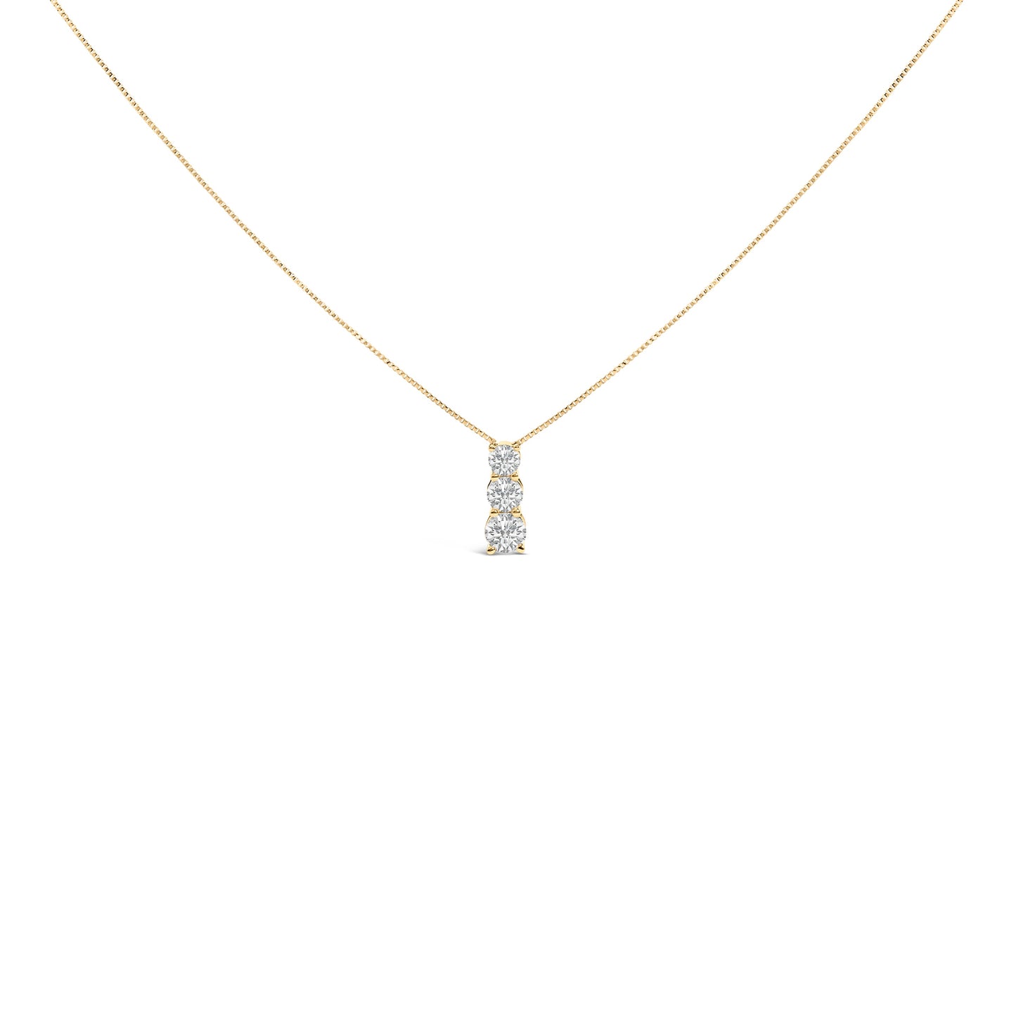 14K White Gold 1/2 Cttw Lab Grown Diamond Three Stone Pendant Necklace