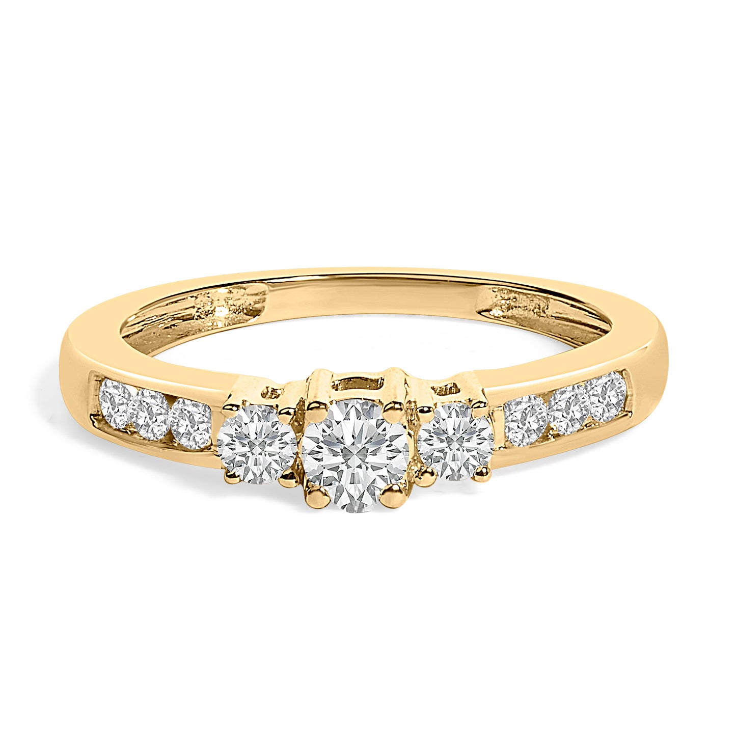 10K White Gold 1/2 Cttw Diamond Three Stone Ring