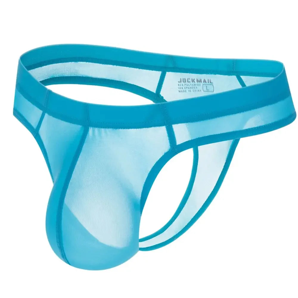 JOCKMAIL Men's Ultra-Thin Ice Nylon Bikini Briefs Thong Underwear