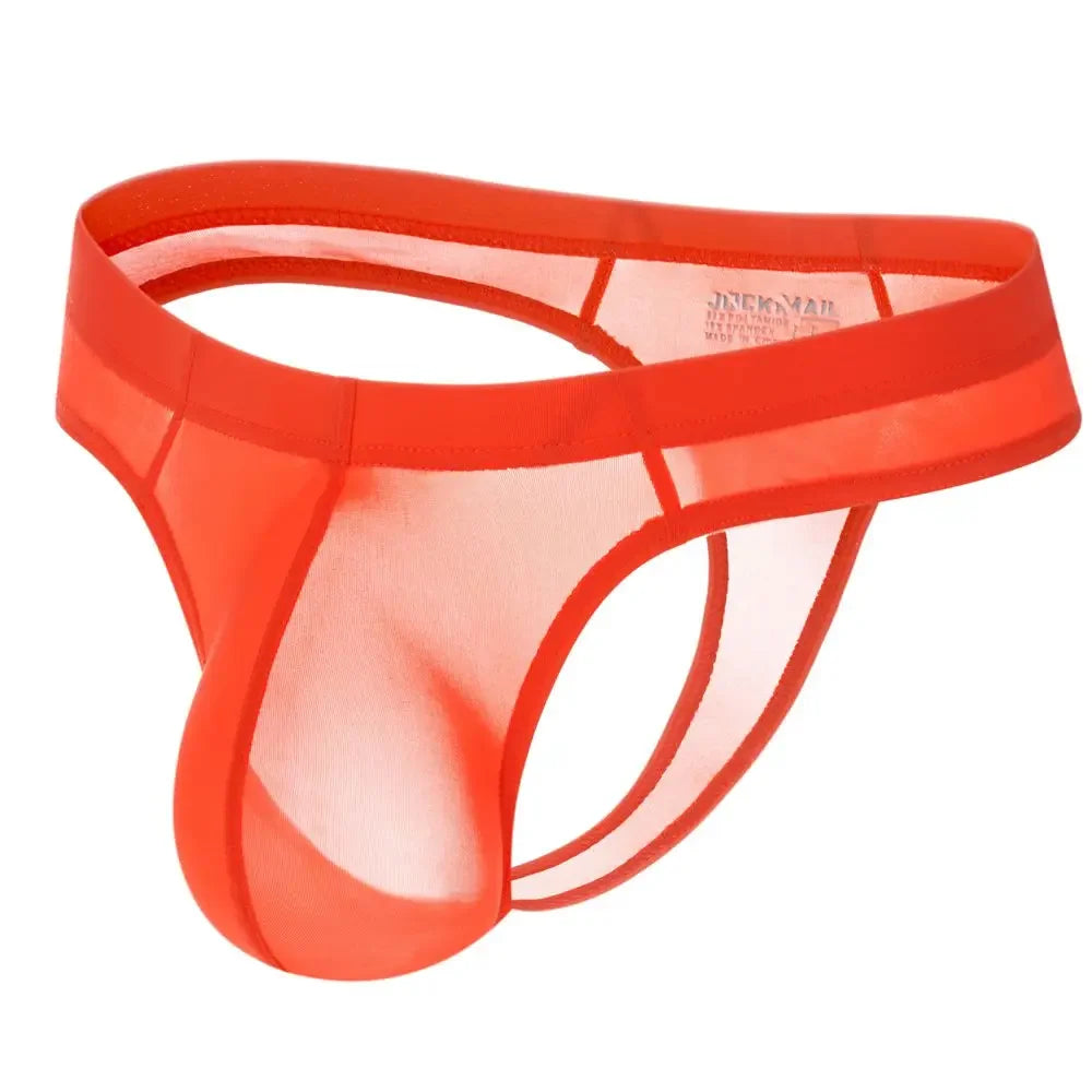 JOCKMAIL Men's Ultra-Thin Ice Nylon Bikini Briefs Thong Underwear