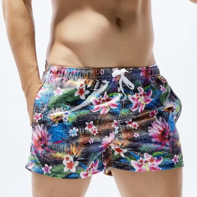 SEOBEAN Men's Quick-Dry Floral Board Shorts Swimwear