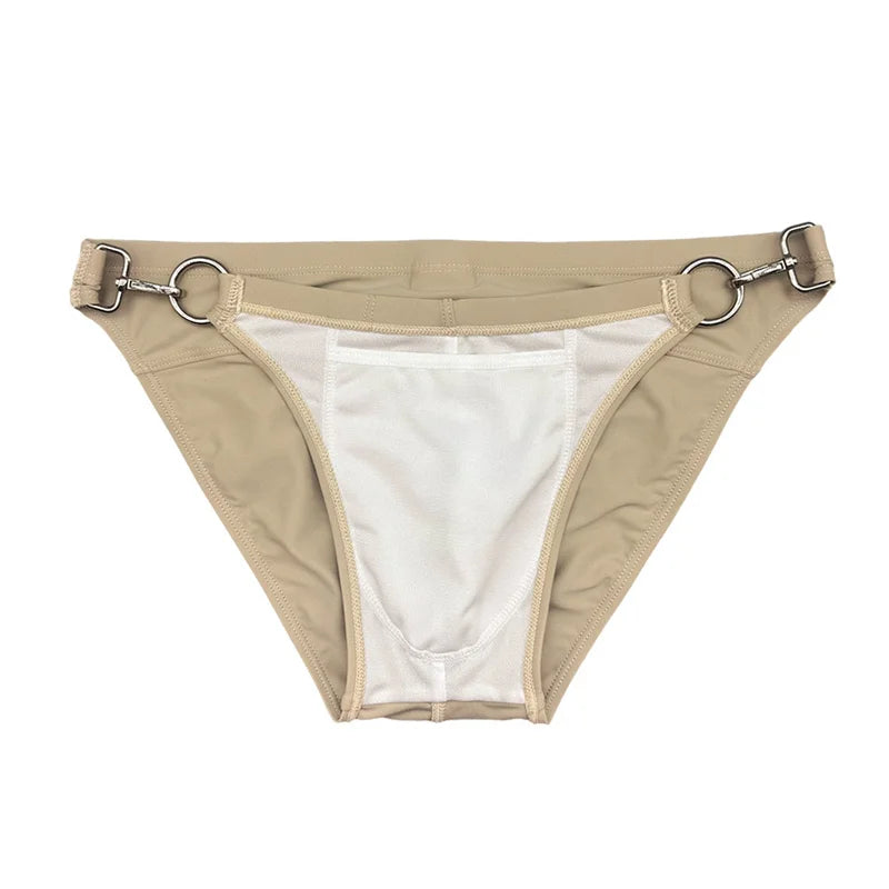 Men's Metal Lock Bikini Brief Swimming Trunks Swimwear