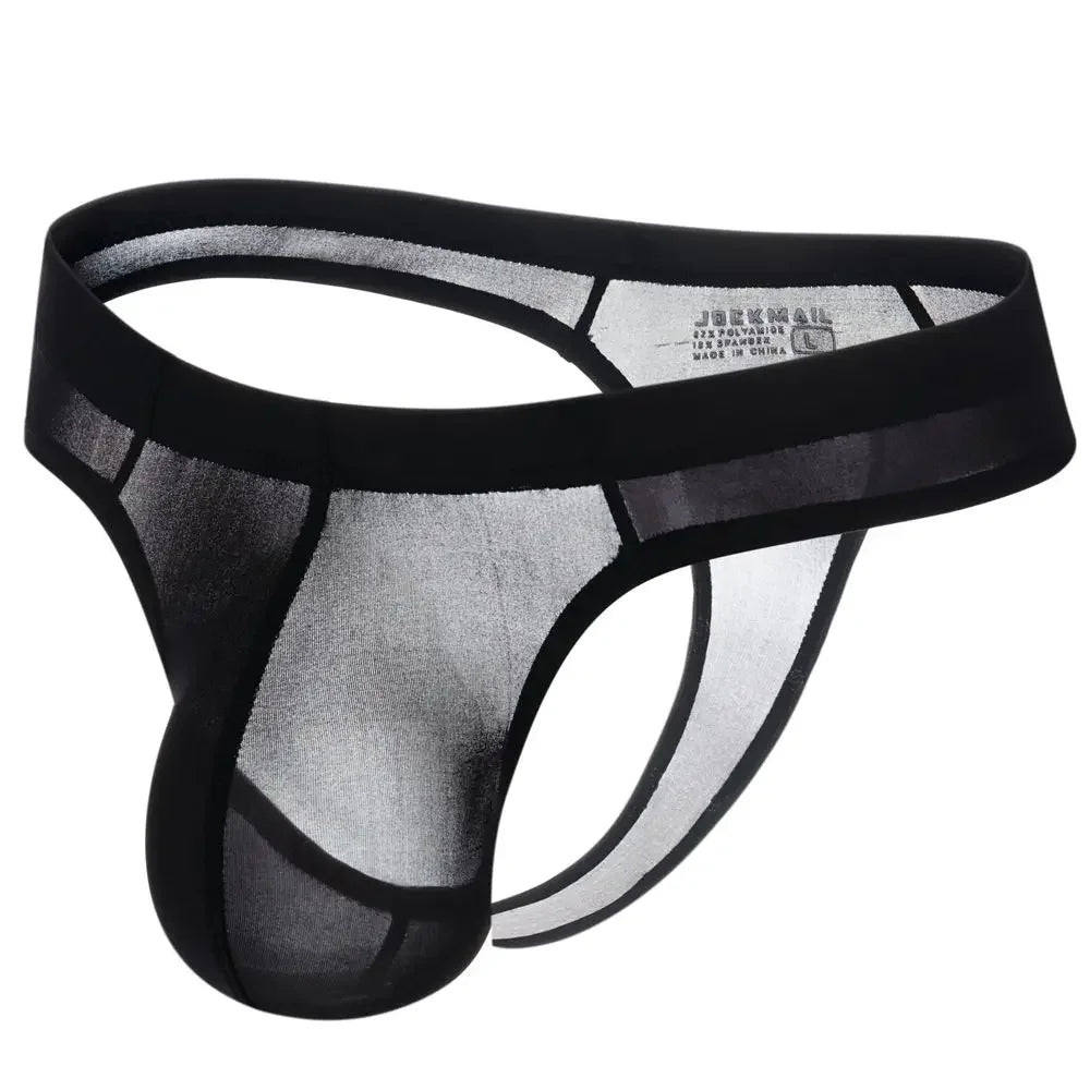 JOCKMAIL Men's Ultra-Thin Ice Nylon Bikini Briefs Thong Underwear