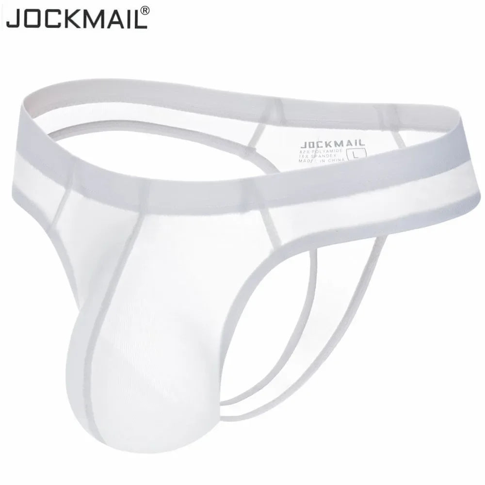 JOCKMAIL Men's Ultra-Thin Ice Nylon Bikini Briefs Thong Underwear