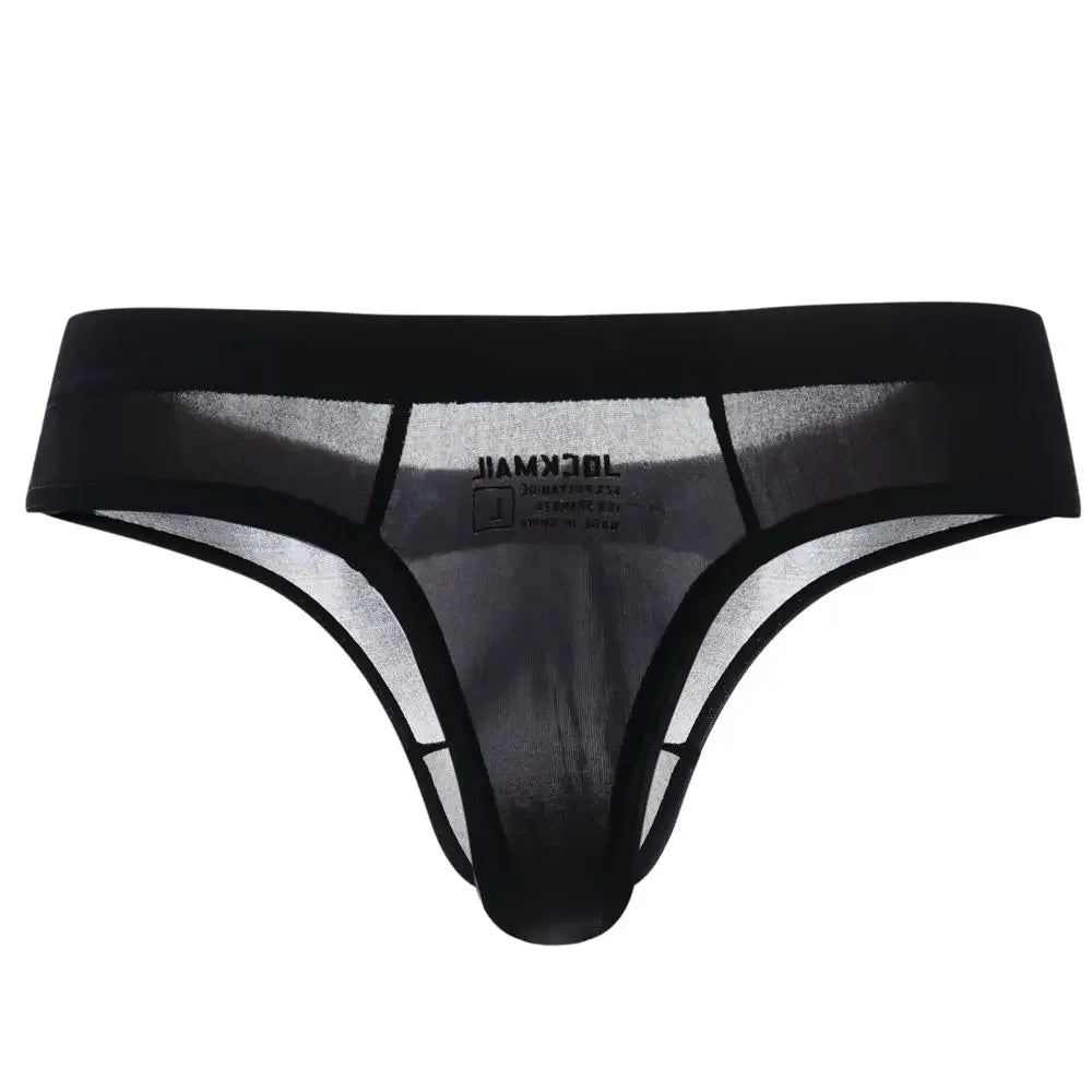 JOCKMAIL Men's Ultra-Thin Ice Nylon Bikini Briefs Thong Underwear