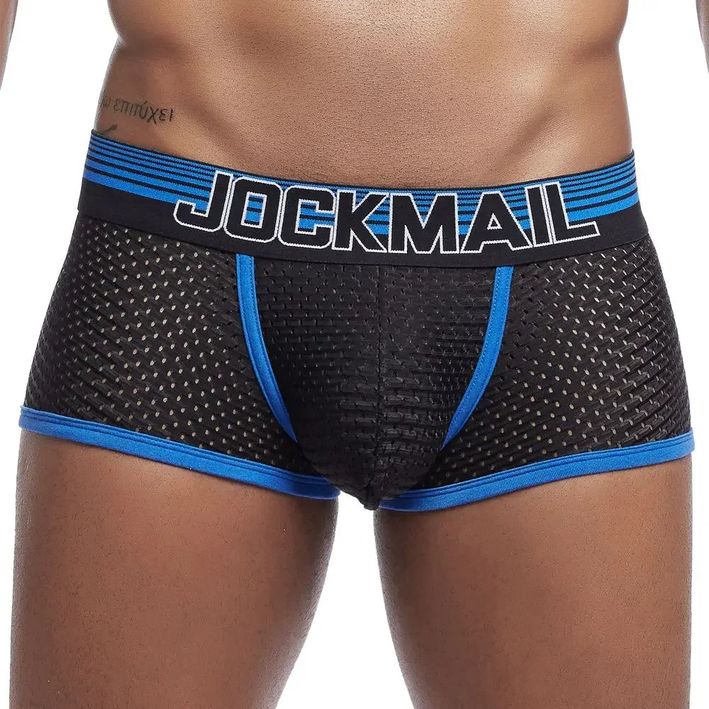 JOCKMAIL Men's Breathable Cotton Mesh Boxers Underwear