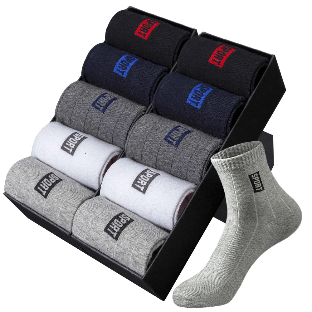 Men's Cotton Breathable Sweat-Absorbent Socks (10 pairs)
