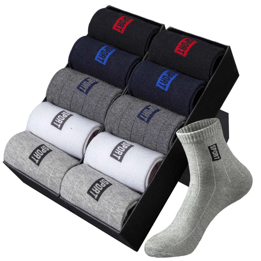 Men's Cotton Breathable Sweat-Absorbent Socks (10 pairs)