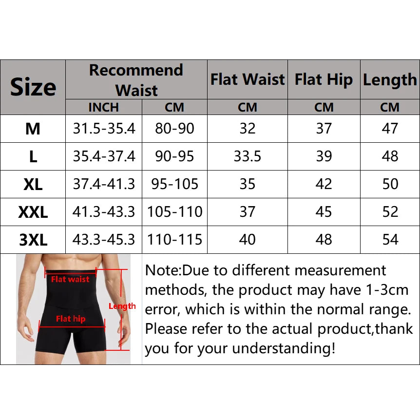 Men Tummy Control High Waist Compression Shorts Shapewear