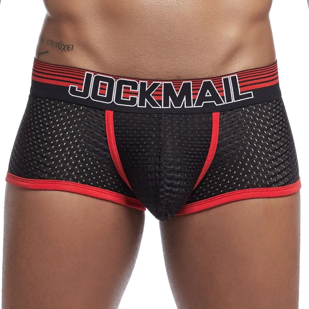 JOCKMAIL Men's Breathable Cotton Mesh Boxers Underwear