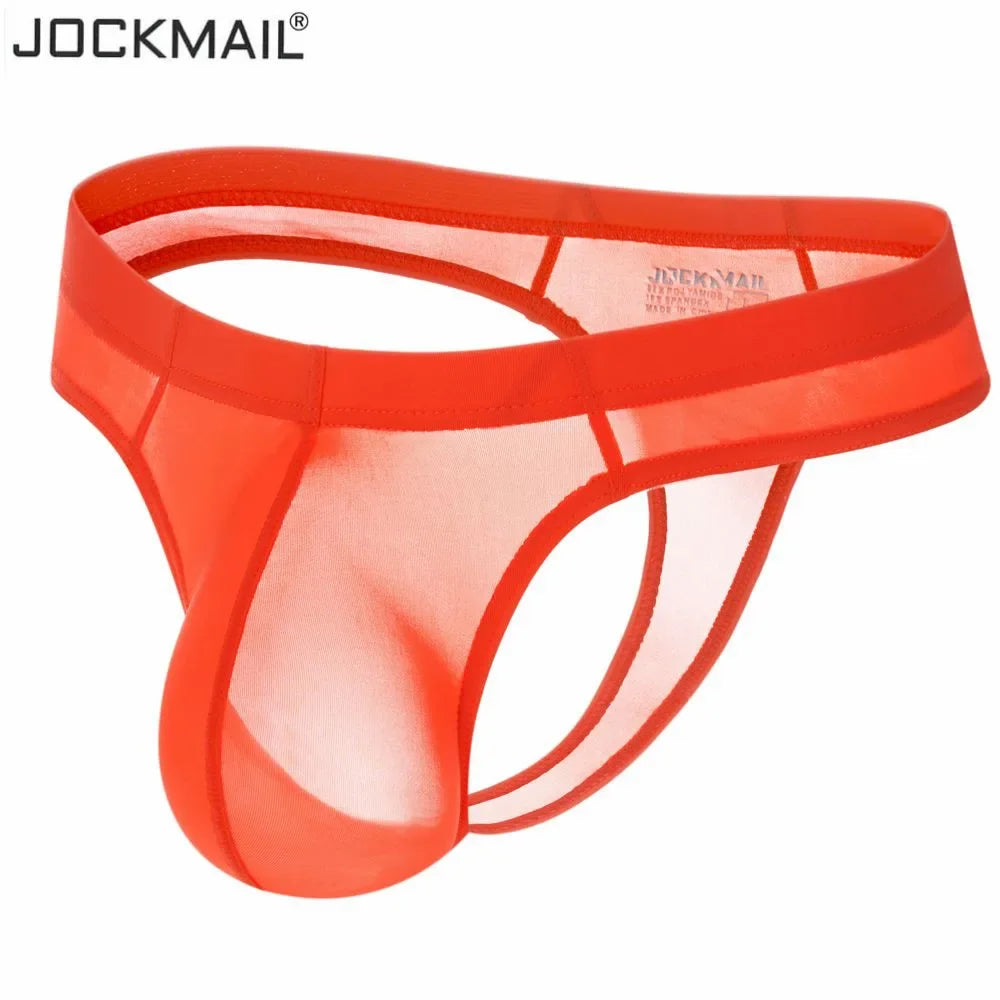 JOCKMAIL Men's Ultra-Thin Ice Nylon Bikini Briefs Thong Underwear