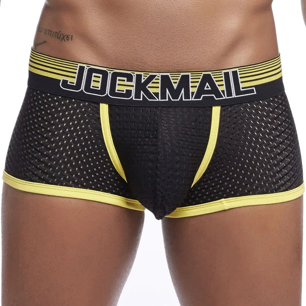 JOCKMAIL Men's Breathable Cotton Mesh Boxers Underwear