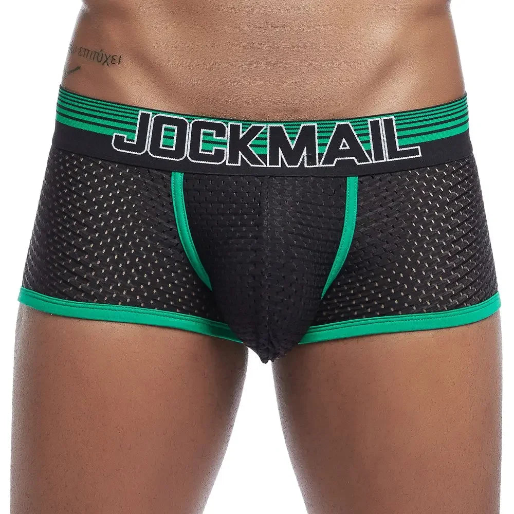 JOCKMAIL Men's Breathable Cotton Mesh Boxers Underwear