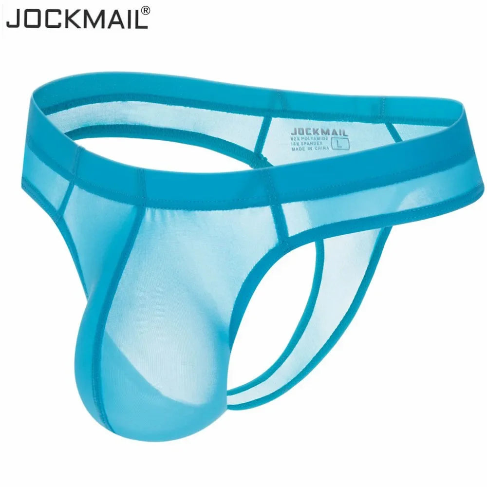 JOCKMAIL Men's Ultra-Thin Ice Nylon Bikini Briefs Thong Underwear