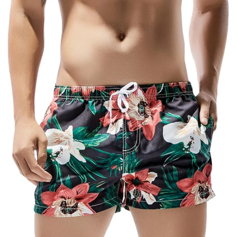 SEOBEAN Men's Quick-Dry Floral Board Shorts Swimwear