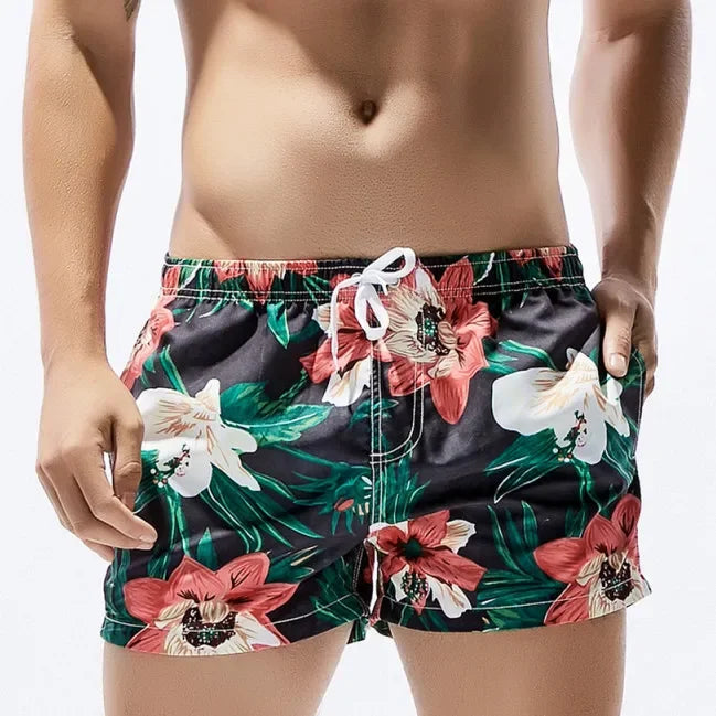 SEOBEAN Men's Quick-Dry Floral Board Shorts Swimwear