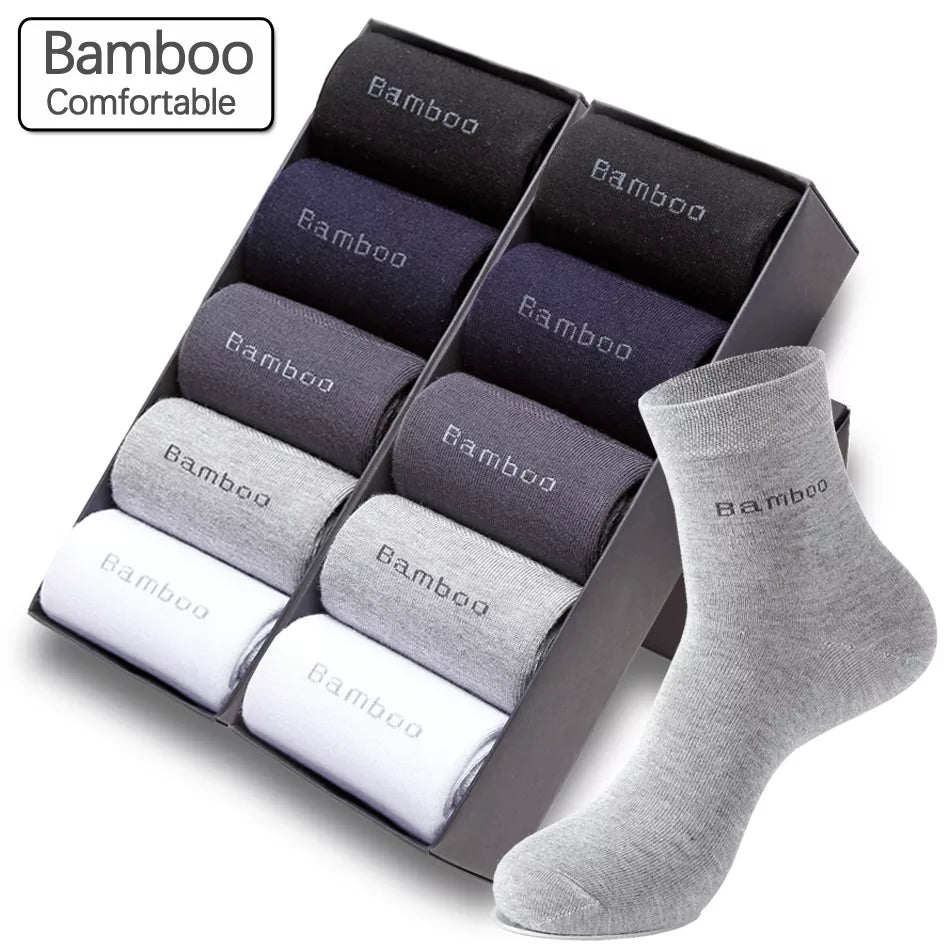 Men's Bamboo Fiber Crew Socks (10 Pairs)