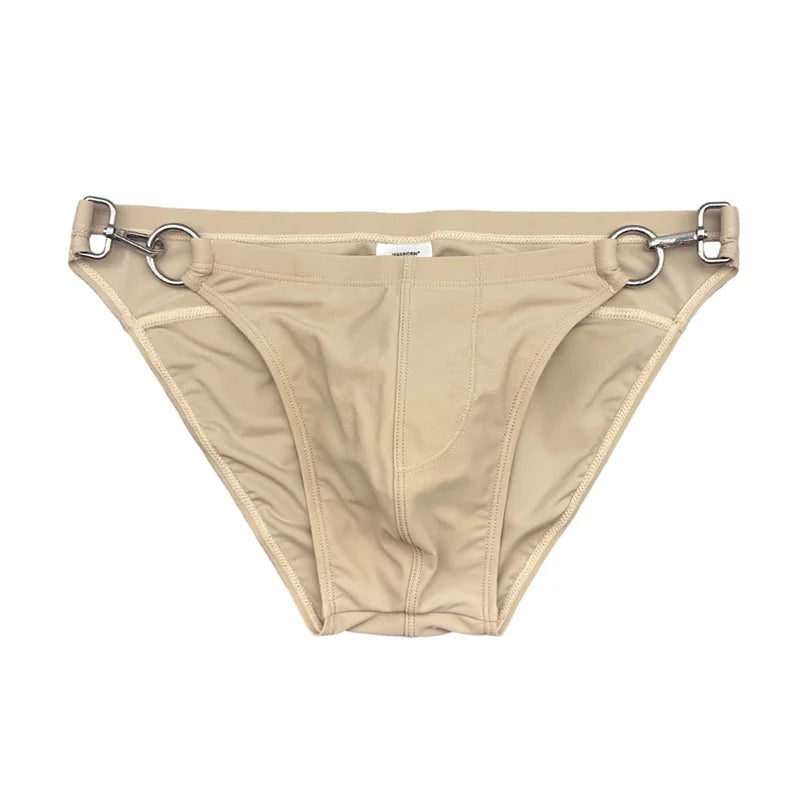 Men's Metal Lock Bikini Brief Swimming Trunks Swimwear
