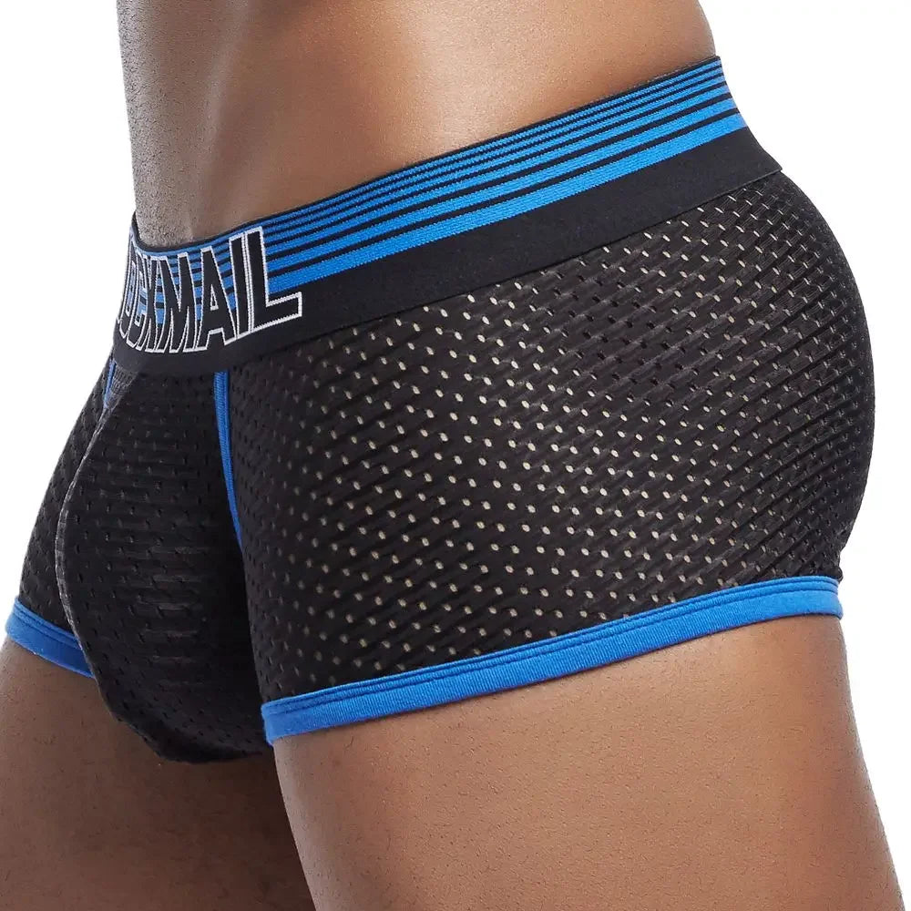 JOCKMAIL Men's Breathable Cotton Mesh Boxers Underwear