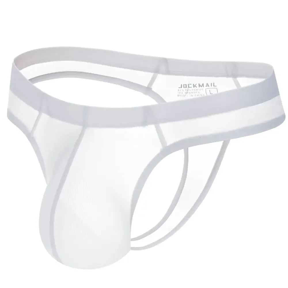 JOCKMAIL Men's Ultra-Thin Ice Nylon Bikini Briefs Thong Underwear