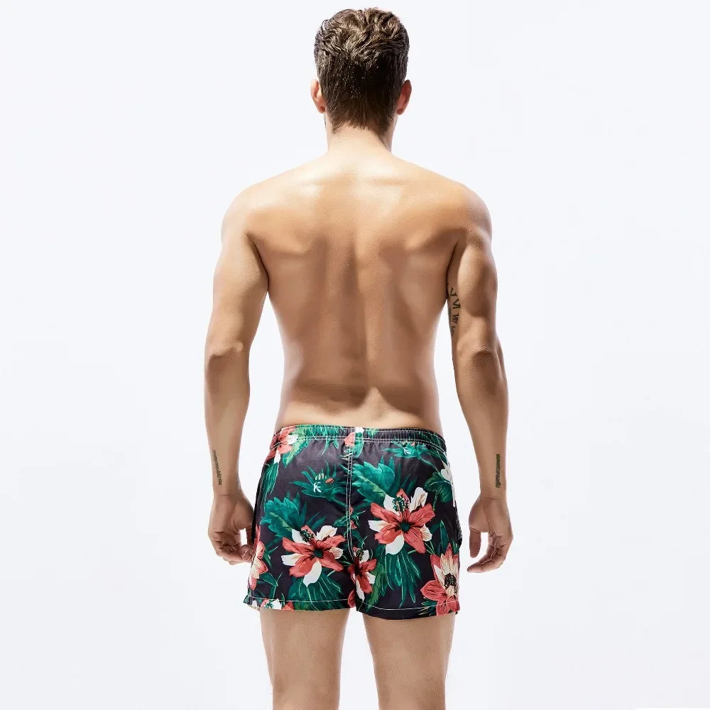 SEOBEAN Men's Quick-Dry Floral Board Shorts Swimwear