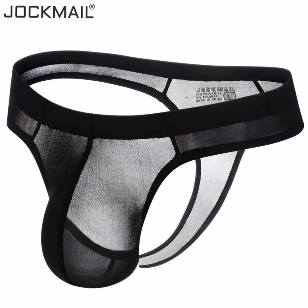 JOCKMAIL Men's Ultra-Thin Ice Nylon Bikini Briefs Thong Underwear
