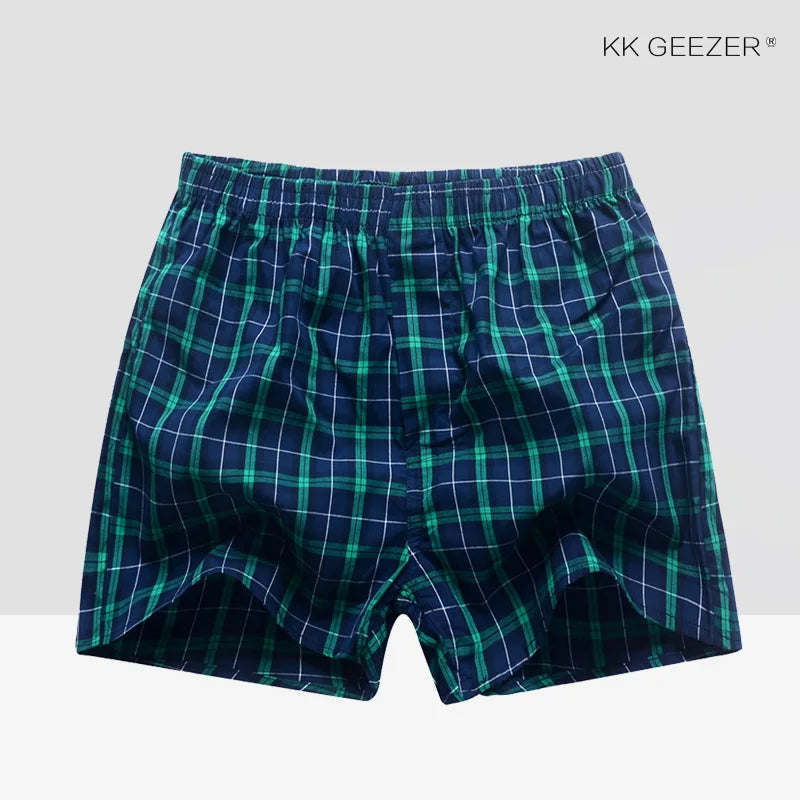 KK GEEZER 100% Cotton Plaid Boxer Shorts