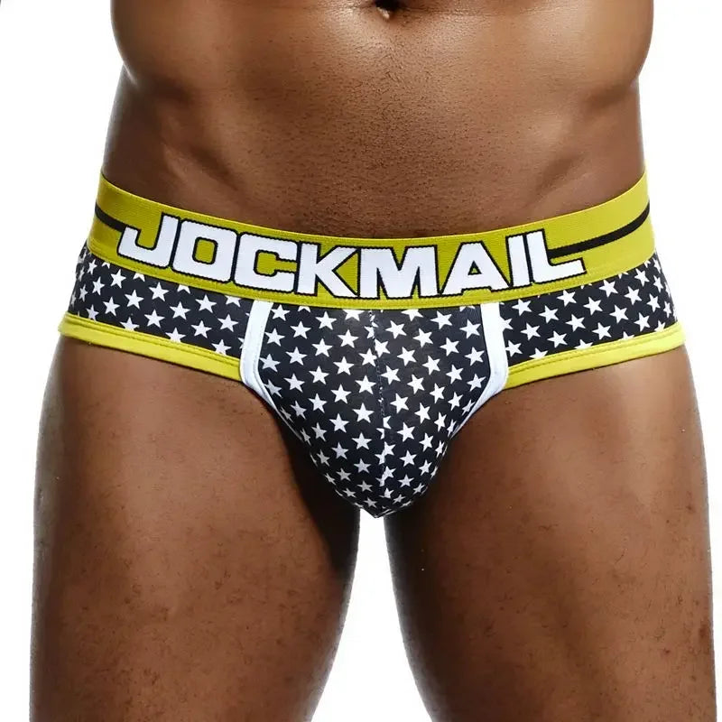 JOCKMAIL Men's Print Underwear Brief (Bulge Pouch, Low Waist, Cotton)