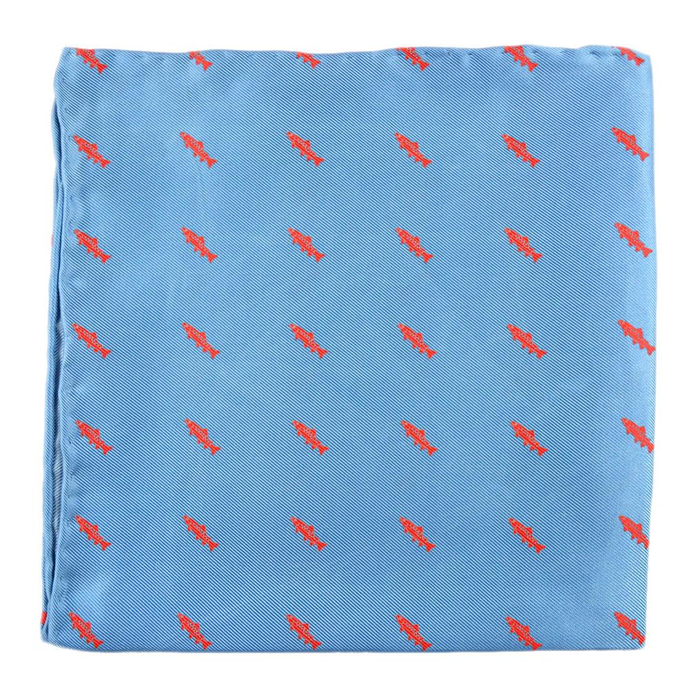 Trout Pocket Square - Light Blue