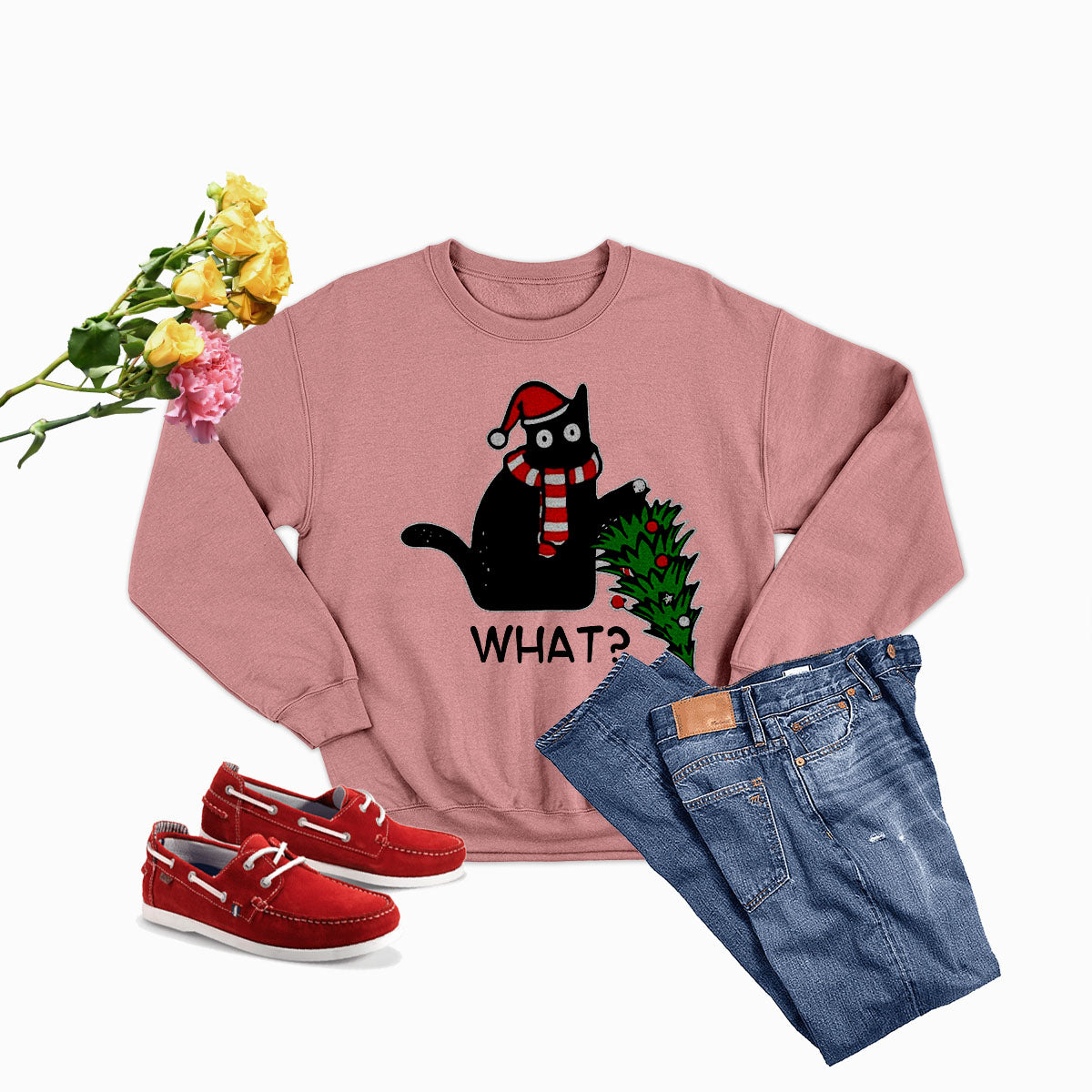 Sudadera con capucha y diseño de árbol de Navidad de What Cat