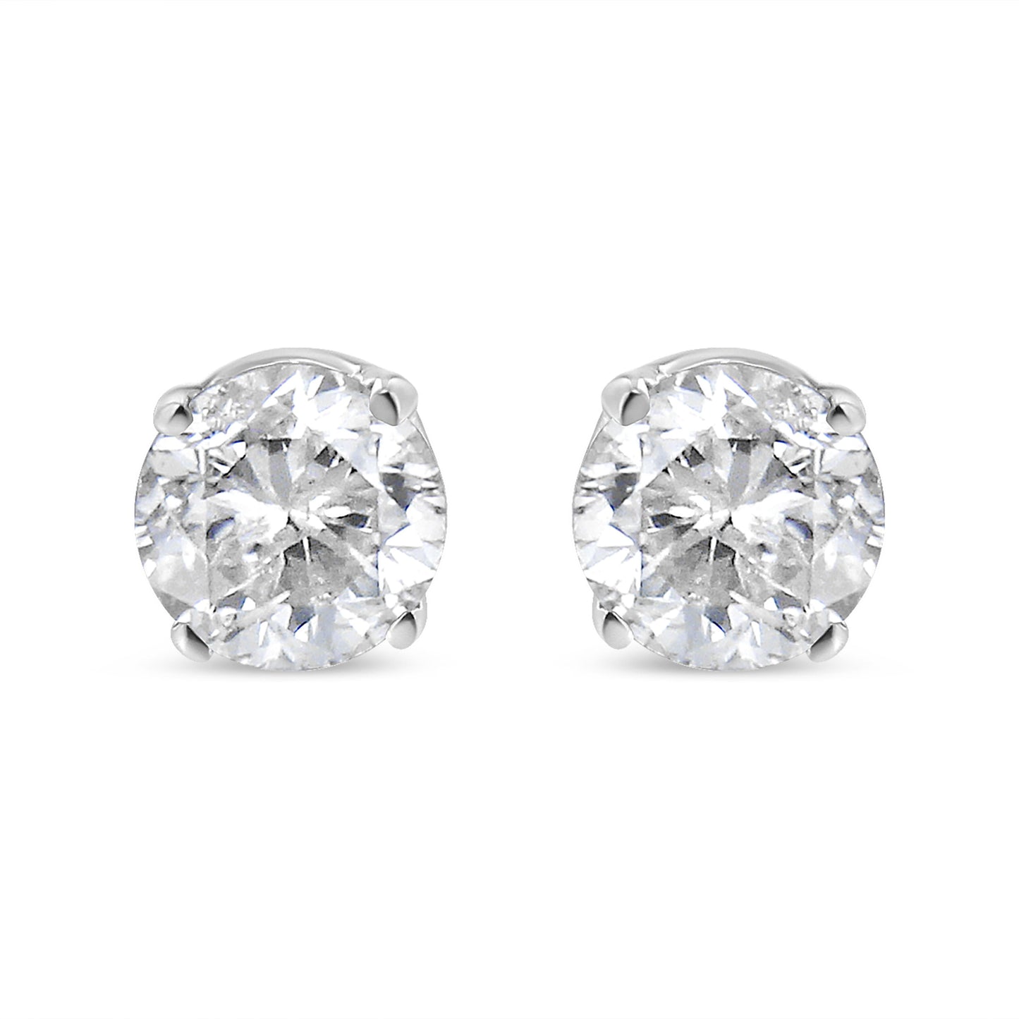 14K White Gold Round Cut Diamond Solitaire Stud Earrings (1/2 cttw, H-I Color, SI1-SI2 Clarity)