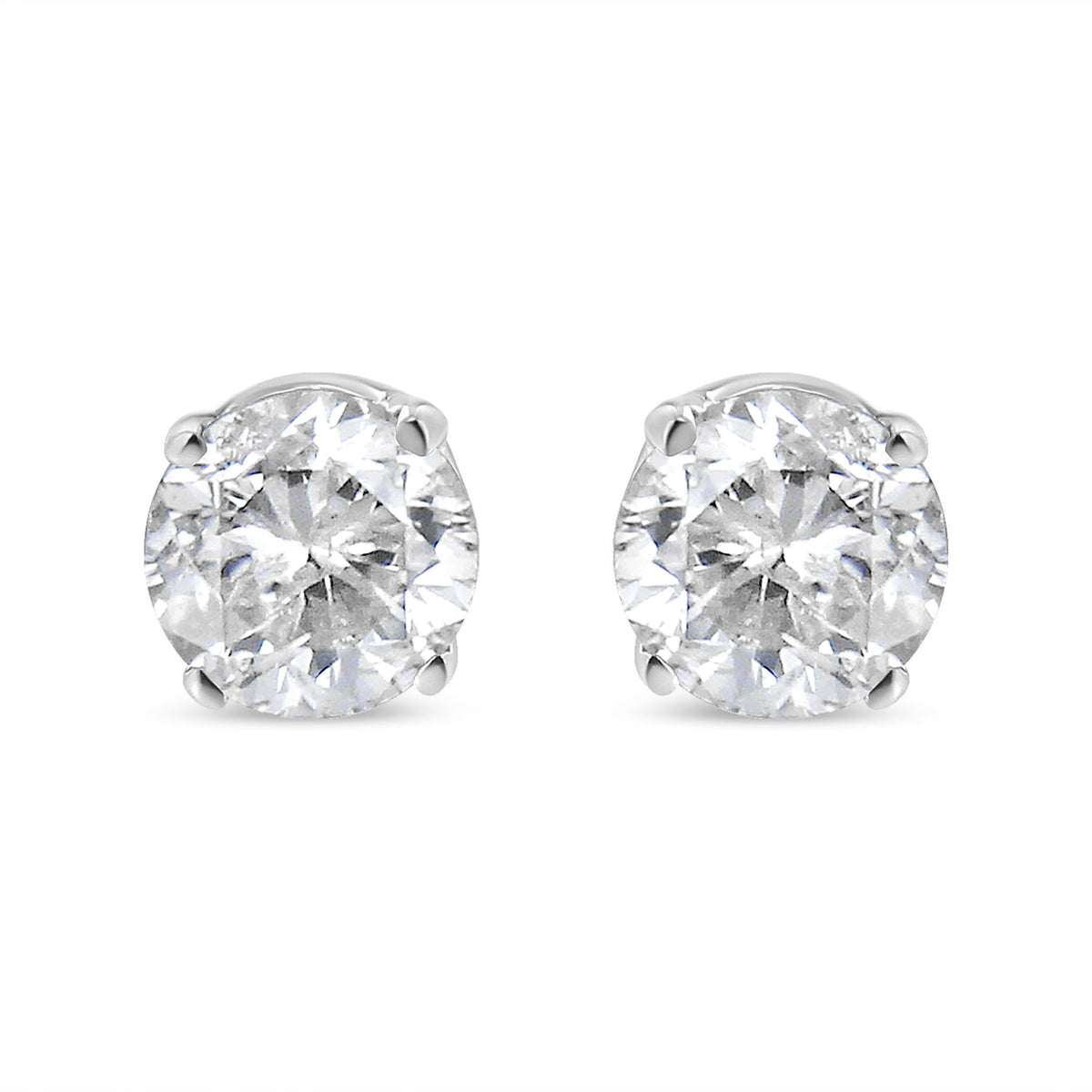 14K White Gold 5/8 Cttw Round Brilliant-Cut Lab Grown Diamond Classic 4-Prong Push back Stud Earrings (F-G Color, VS1-VS2 Clarity)