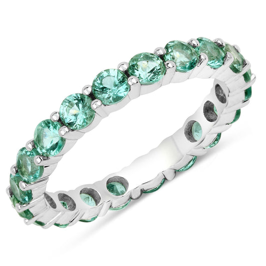 2.00 Carat Genuine Zambian Emerald 14K White Gold Ring